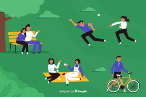 aktivitas sosial di ruang terbuka hijau by freepik