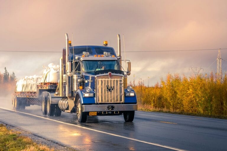 white and blue truck on road during daytime. standar emisi euro.